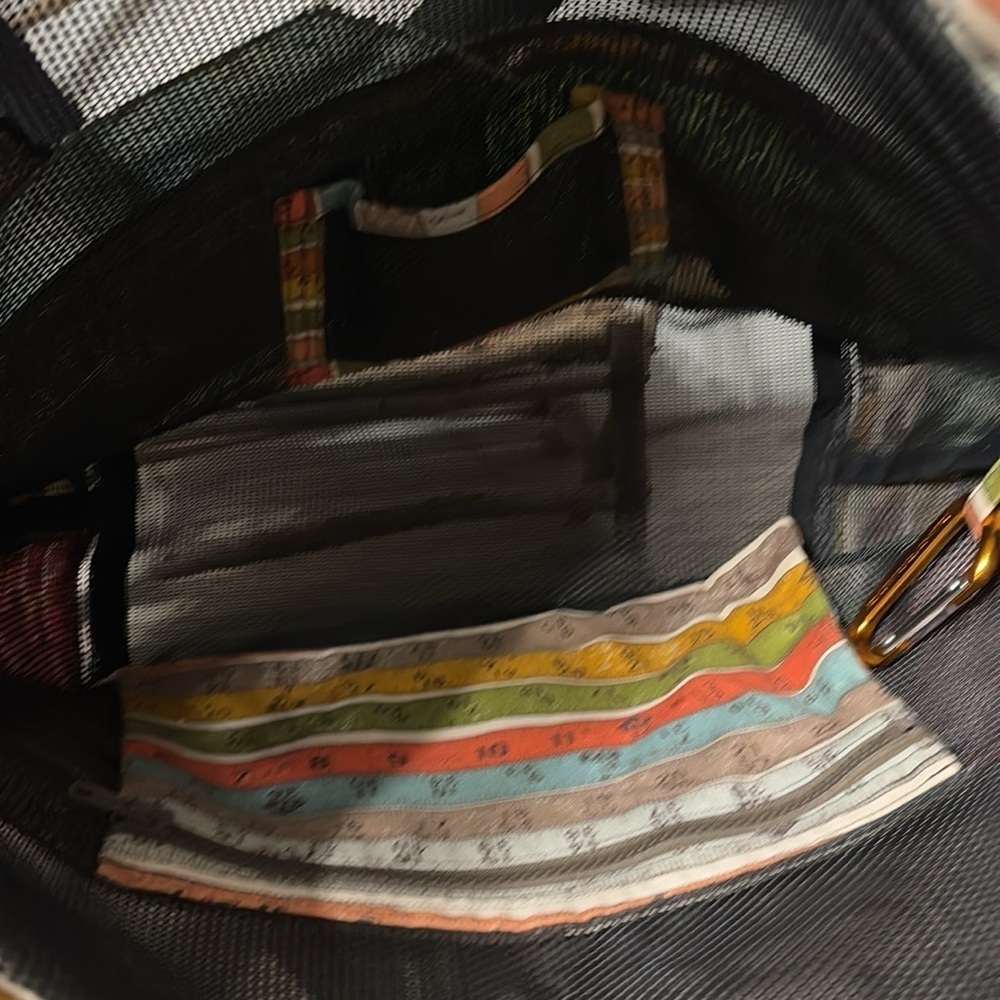 PRE OWNED HOMEMADE FARMHOUSE TRACTOR CHICKENS SHOPPING TOTE BAG WITH MESH - Picture 7 of 13